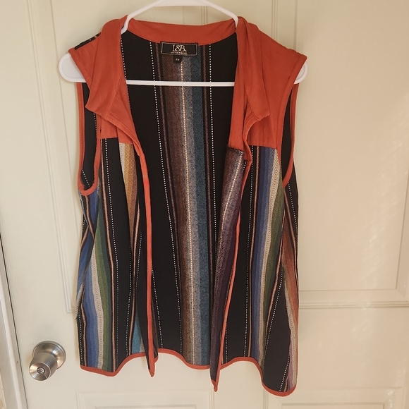L&B Jackets & Blazers - L&B Black Multicolor Striped Vest